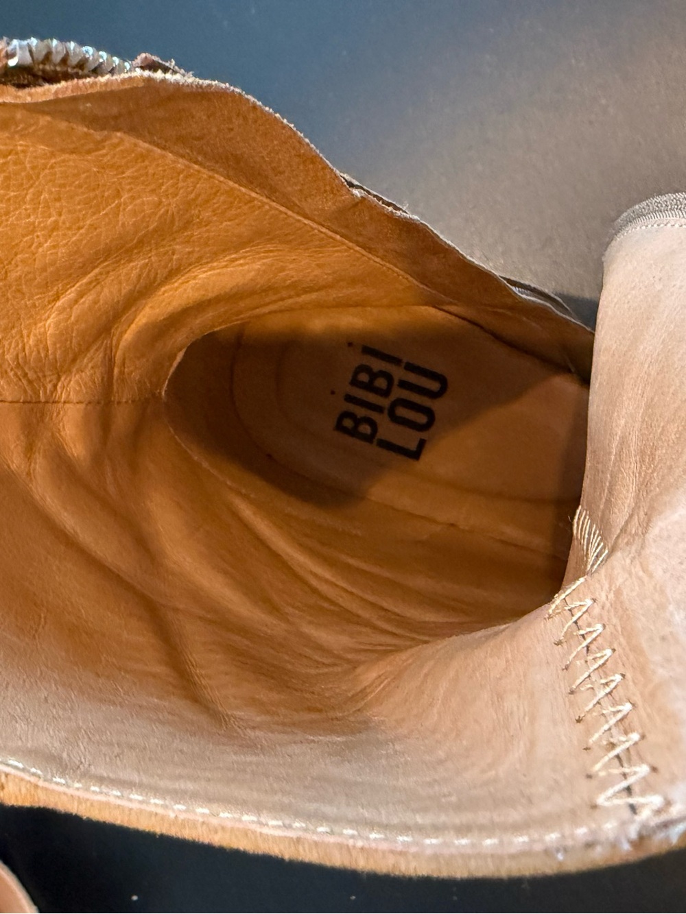 Bibi Lou Camel Suede Block Heel Ankle Boots Size 37 / US Size 7 - Picture 10 of 10